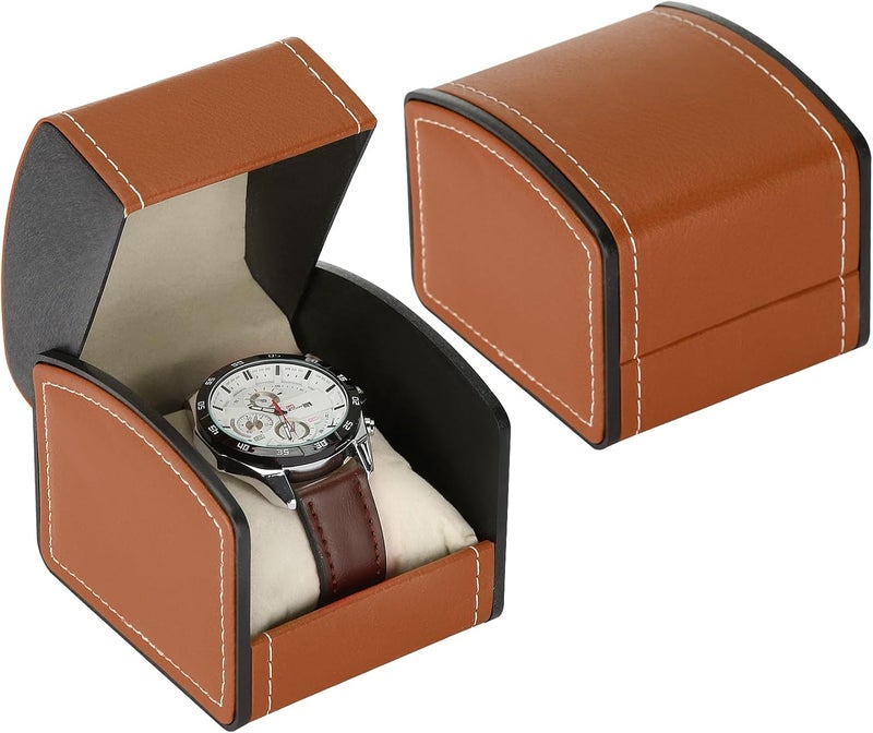 BAOPEND Luxury Single Watch Gift Box with Removable Pillow, PU Leather Single Watch Case Wristwatch Jewelry Storage Display Holder Cases for Men and Women (Brown) - Image 1